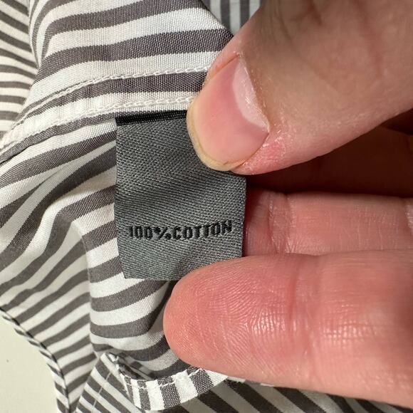 Johnston & Murphy Men's Large White & Gray Striped Tailored Fit Dress Shirt - Picture 4 of 10